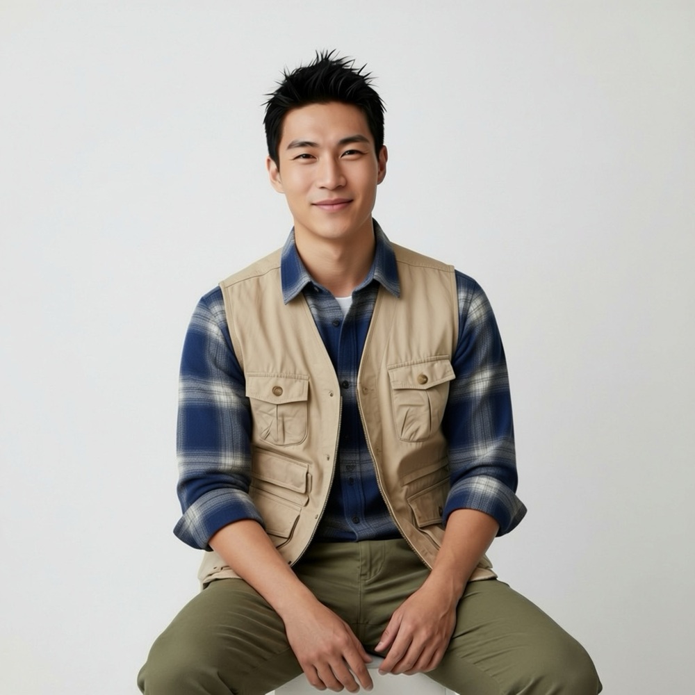 Lands' End Cargo Vest 100% Cotton Men's Utility